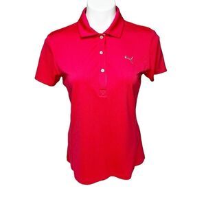 Puma red short sleeve 3 button golf polo size M